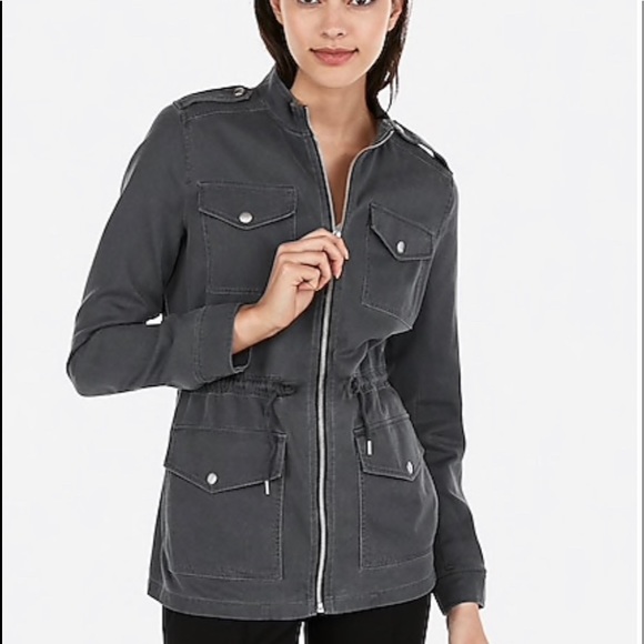 Express Utility Cargo Jacket Charcoal 